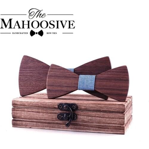 School Boys Kids Children Bow Wedding Plaid Solid Wood Tie Necktie Wooden Bow tie Necktie For Wedding Party Adjustable