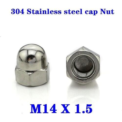 2pcs DIN1587 304 Stainless steel Fine thread cap Nuts M14 x1.5 stainless steel Cap Nut Acorn Dome Head Hex Nuts