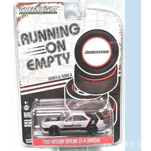Greenlight cars 1/64 2001 NISSAN SKYLIN GT-R BNR34 Bridgestone Iron rubber tire limit Collector Edition Metal Diecast Model Car