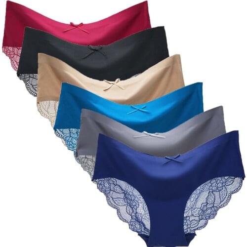 Lace Womens Panties Sets Seamless Underwear Female Ice Silk Briefs Underpants Lady Panty Woman Sexy Lingerie Plus Size XXL