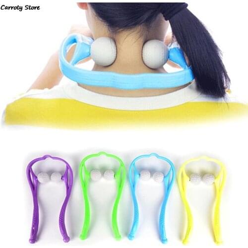 1pc Neck Massager Tool Pressure Relieve Hand Roller Massage Neck Shoulder Dual Trigger Point Self Massager Health Care