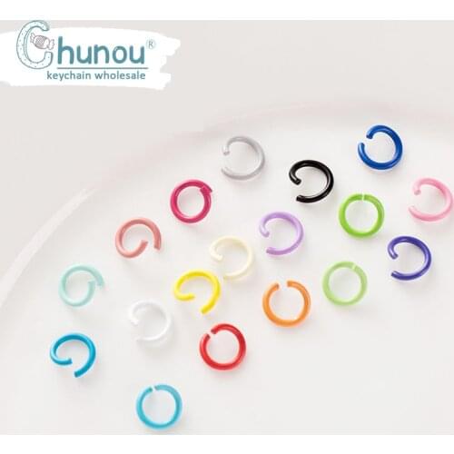 100PCS/Lot 1.2*8mm Candy Spray Paint Metal Open Single Loops Jump Rings & Split Ring For Keychain Keyring DIY Jewelry Making