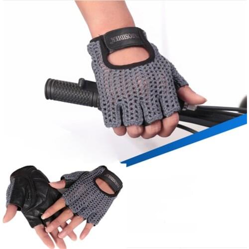 Fashion Genuine Leather Half Finger Gloves Men Women Handmade Knit Gloves Driving Outdoor Sports A088