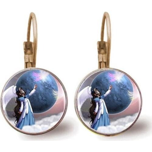 Fashion Angel Logo Earrings Art Pictures Sterling Silver Handmade Retro Earrings Female Jewelry Friends Gifts