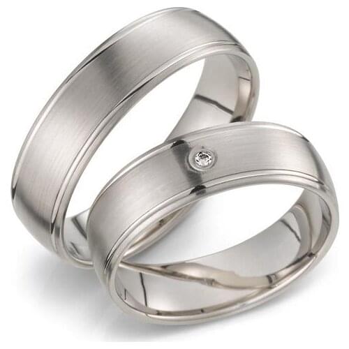 Custom fashion jewelry silver color brushed finish classic engagement wedding bands rings sets Trauring