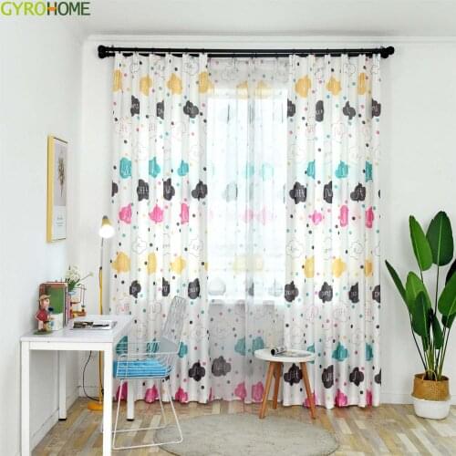 Cartoon Cute Shading Colorful Clouds Curtains for Living Dining Room Bedroom