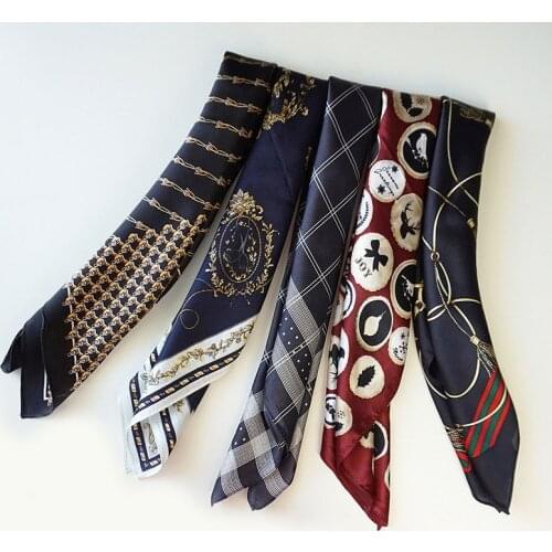 Men Silk Scarf Printed Design 100% Pure Mulberry Silk Fashion luxury Small Square Scarf Mens Neck warmer Handkerchief Bandana