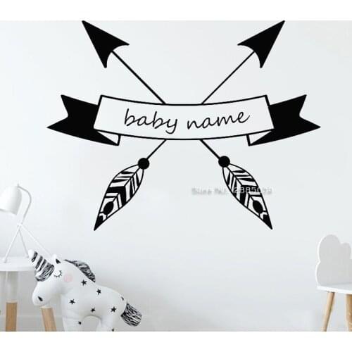 Bow and Arrow Custom Baby Name Decal Wall Art Mural Wild and free Tribe Wall Sticker Creative Nursery Decor Decals Poster LC1263