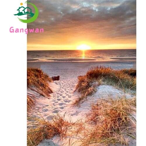 Sandy Beach Wall Art Kids gift Diamond Mosaic round drill Cross Stitch Diamond Embroidery Rhinestone Painting Full Square Decor