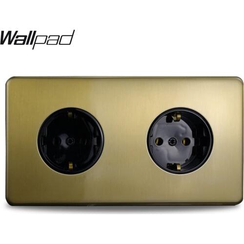 Wallpad Z6 Double EU Wall Power Socket Electrical Outlet with Claws Antique Brass Stainless Steel Plate, Fit EU Box
