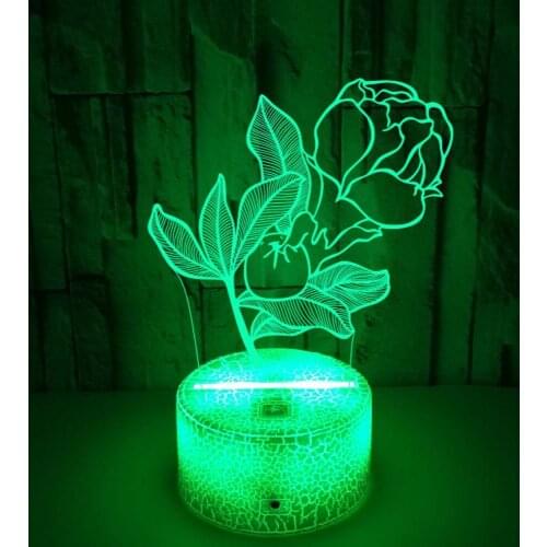 Nighdn Flower 3d Lamp Colorful Touch Remote Control Night Light for Kids Bedroom Lighting Home Decoration Valentines Day Gifts