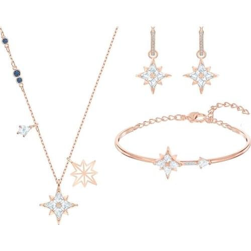 SWA 2019 new fashion romantic jewelry girl gift crystal star earrings necklace bracelet