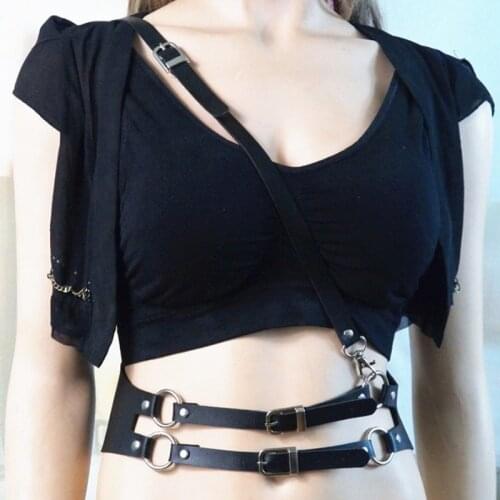 2019 New Suspenders Sexy Fetish Set Bondage Dress Sweater On The Body Straps Sword Belt Gothic Leather Harness Red Black Belts