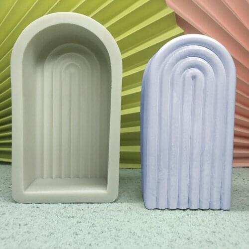 New Custom Design DIY Cute Fluted Swirl irregular shape Candle Mould Twist Ripple Fancy Boho Rainbow Arch Silicone Mold