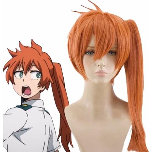 My Hero Academy Kendo Itsuka Cosplay Wig Halloween Role Play Party Orange Long Straight Ponytail Synthetic Hair For Adult