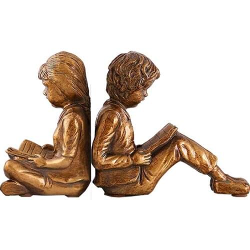 Reading Child Bookends Home Decoration Accessories Office Study Room Display Antique Book Stand Resin Ornaments Desktop Decors