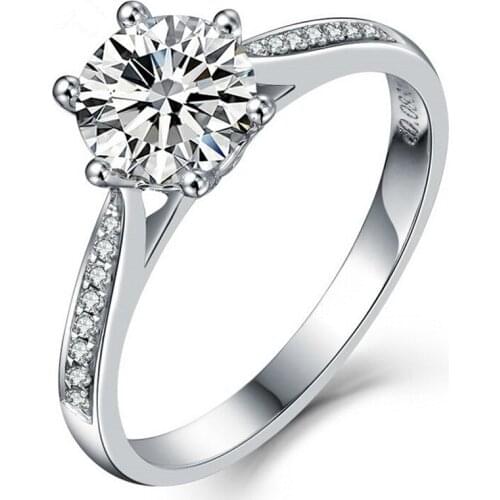 Size 4-10 Brand NEw 2CT Round cut wholesale 925 silver White AAA CZ Zirconia Simulated stones Wedding Engagement Band Ring gift