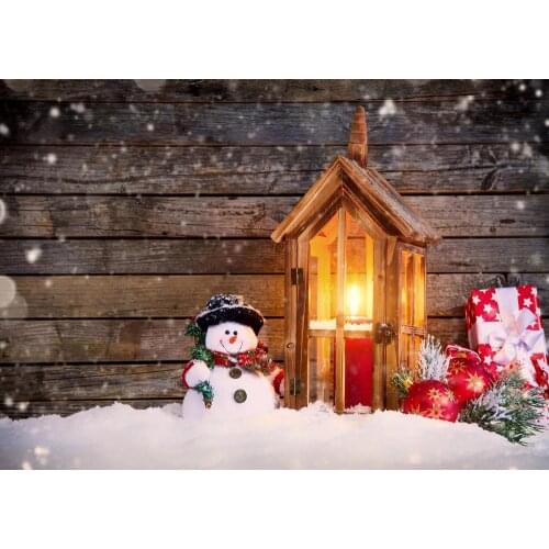 Christmas Snowman log cabin wood texture Christmas gift background photo Christmas tree photo background