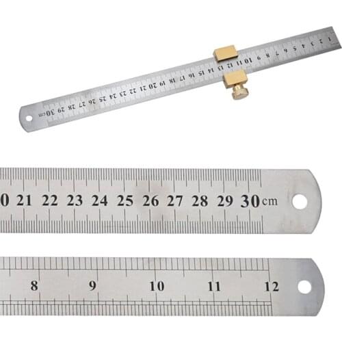Steel Ruler Positioning Block Brass Angle Scriber Line Marking Gauge For Ruler Locator DIY Carpentry Scriber Measuring Tools