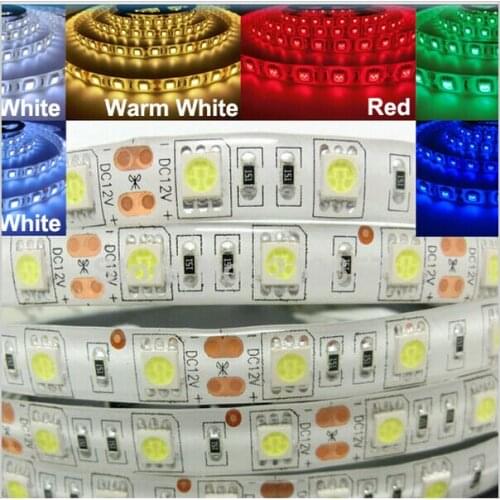 5050 SMD RGB white warm white LED Strip Light Waterproof Led Tape flexible Strip Light 60Leds/m Tira Home Decor Lamp Car Lamp