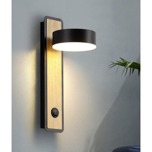 LED Wall Lamp with Switch 5W Bedroom Living Room Nordic Modern Wall Light Aisle Study Reading Sconce White Black Wall Lamps