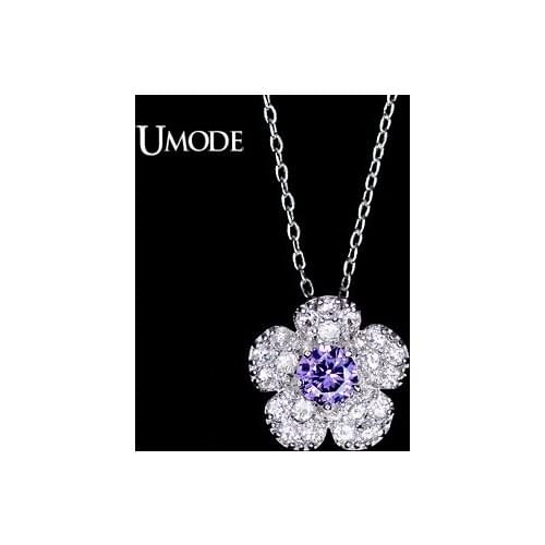 UMODE New Issued Girls Purple Centre CZ Stone Sakura Flower Pendant Necklace Floral Cherry Necklace & Pendant for Woman UN0088