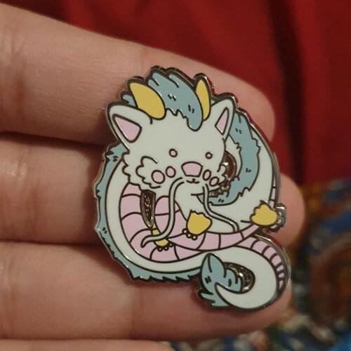 Spirited Aways Haku Hard Enamel Pins Kawaii Little White Dragon Brooches Women Men Lapel Badges Backpack Collar Fashion Jewelry