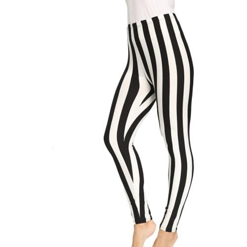 CUHAKCI Push Up Leggins Mujer Stripe Printed Leggings Women Dot Mid Waist Polyester Fitness Pants