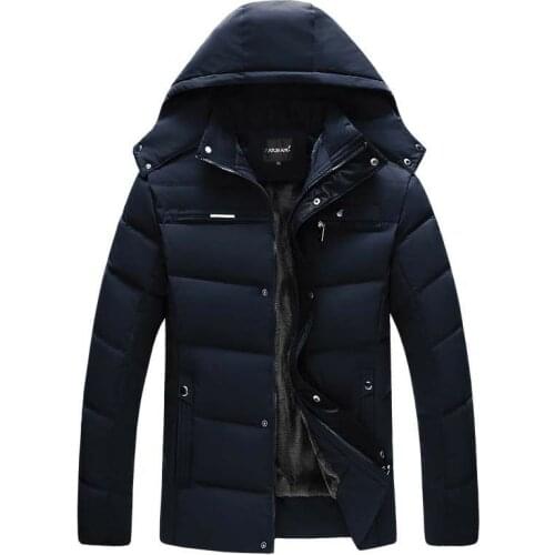 Winter Mens Cotton Parka Hooded Outwear With Velvet Down Coat New Padded Jacket