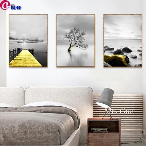 Golden and Grey Diamond Painting Landscape 3 piece Multi Panel Diamond Embroidery Printing Nordic Home Living Room Decoration