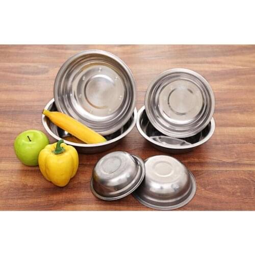 1PC New 6 Size Stainless Steel Soup Bowls Multi-function Round Soup Pot Soup Palte Dishes Kitchen Tools LF 133