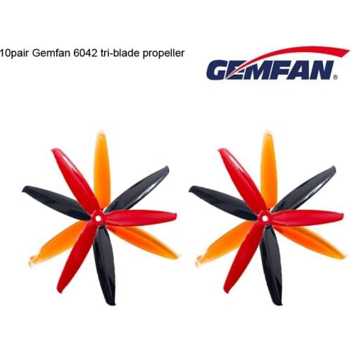 10 Pair Gemfan 6042 6 Inch 3 Blade Tri-blade Propeller Compatible POPO System/2206 Brushless Motor for FPV Racing Frame Drone
