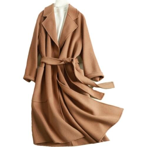 100% Wool coat for women spring jacket 2020 new arrival double-sided cashmere alpaca coat womens long woolen coat