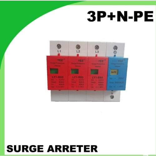 80KA 420v 4POLE 3P+N-PE 80A 27mm width SPD House Surge Protector Protective Low-voltage Arrester Device