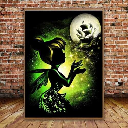 Full Drill 5D Diy Round Diamond Paintings Flower Fairy Dream Moon Boat Diamond Embroidery Cross Stitch Home Decoration Kids Gift