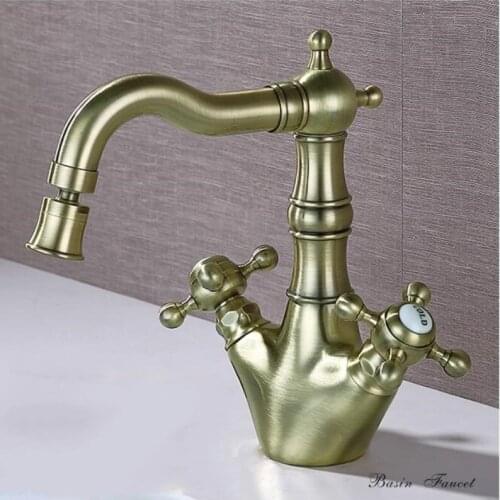 Bronze Bathroom Sink Faucet Brass Cold & Hot Classical Bathroom Faucet Basin Tap Toilet Sink Water Faucet Crane