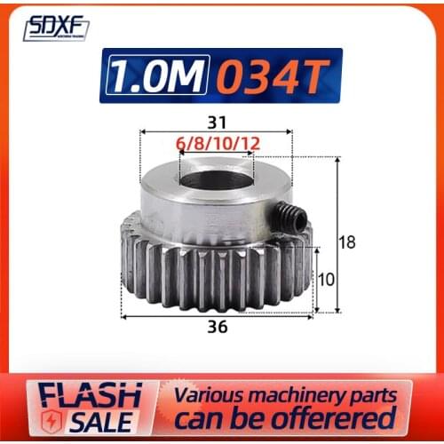 One piece, spur gear, 1M34T, No. 45 steel, factory direct sale, precision gear