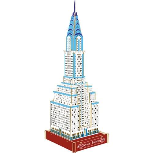 Chrysler Building 3D Jigsaw Wooden Puzzle WoodCraft Assembly Construction Sets Hobbies Toys For Kids Children With 76 Parts