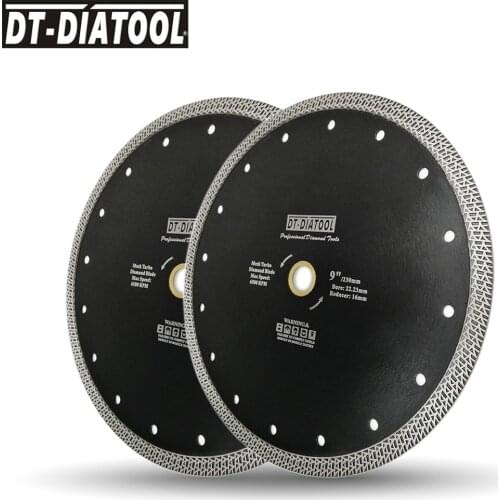 DT-DIATOOL 2pcs Dia 230mm/9" sintered Mesh Turbo Diamond Cutting Disc Saw blade Dry or Wet Cutting Wheel For Ceramic Tile Marble