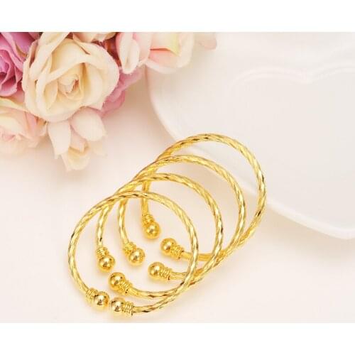 Dubai Gold Stamp baby SMALL Bangle Child Bracelet for Kids african Children Bairn Jewelry Baby mideast Arab cute Gift