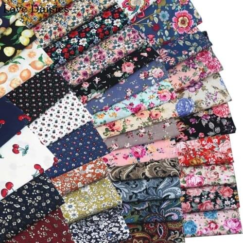 Elegant Retro Rose Cherry Peony Paisley Small Flower Poplin 100% Cotton Fabric for Handmade Summer Dress Shirt Blouse Patchwork