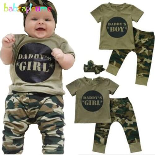 Newborn Baby Kidswear Camouflage Printed Toddler Girl Clothing T-shirt Harem pant 2PCS Boys set Child clothes infant Outfit A255