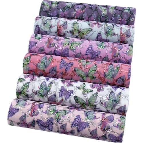 20*33cm Butterfly Glitter Faux Leather Fabric Leather Velvet Suede Fabric For Hair Bow Decration ,DIY handmade materials,1Yc8153