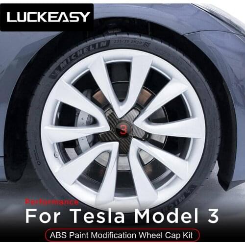 LUCKEASY hub cover modification kit for Tesla Model 3 car 20 inch wheel P version ABS Paint Modification Wheel Cap Kit 4pcs/set