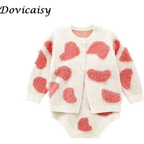 Winter Children Kids Sweater Set Baby Clohting Knit Set Autumn Fashion Baby Girls Clothes Long Sleeve Knit Sweater+ Romper Sets