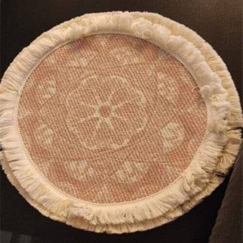 Round Dining Placemat Handmade Bowl Coaster Plate Pad Colorful Thick Linen Non Slip Placemat for Dining Table