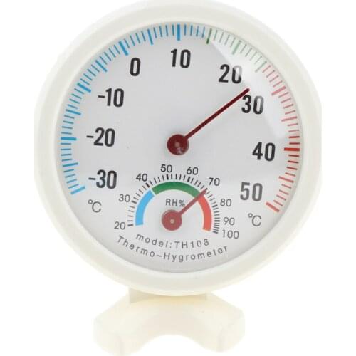 Round Mini Indoor Analog Temperature Humidity Meter Clock Thermometer Hygrometer