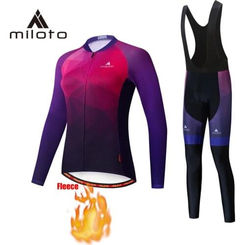 Miloto Winter Long Sleeve Cycling Set Ropa Ciclismo Women Thermal Fleece Mountain Bicycle Clothing Road Bike Jersey Cycling Kits