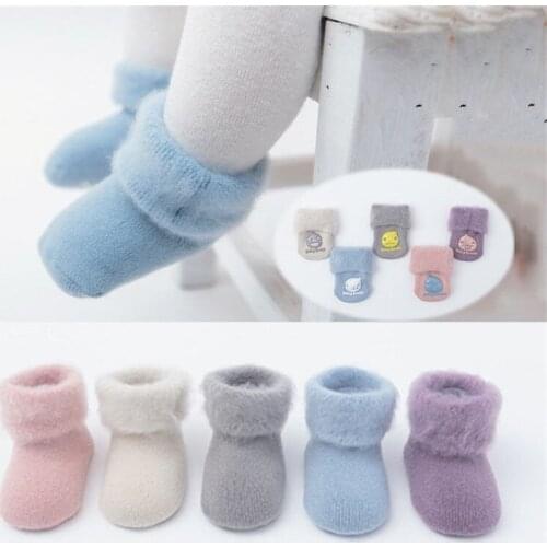 Cute Winter Thick Terry Baby Socks Warm Newborn Cotton Boys Girls Toddler Socks Non-slip Floor Socks 0-3 Years Baby Accessories