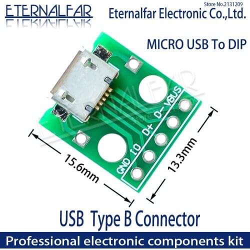 MK5P MICRO USB To DIP Adapter 5pin Female Connector Type B PCB Converter Breadboard Mini USB-01 Switch Board SMT Mother Seat